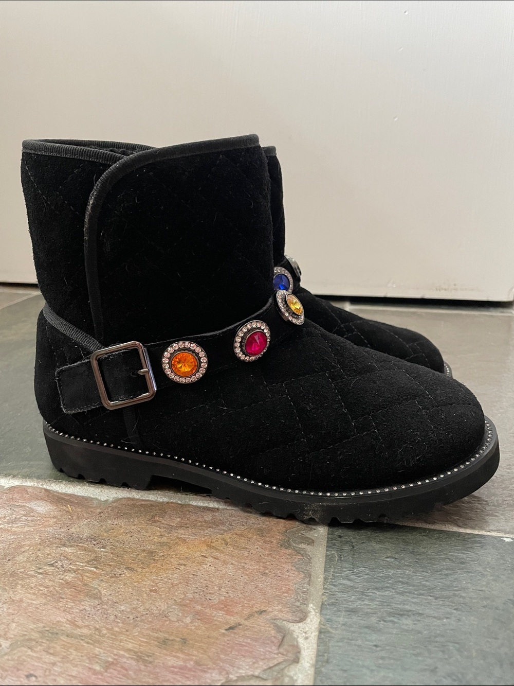 New Kurt Geiger Mini Orson Bootie Boot Faux Fur Lined Jewel Gems Kids 5 - Picture 6 of 12